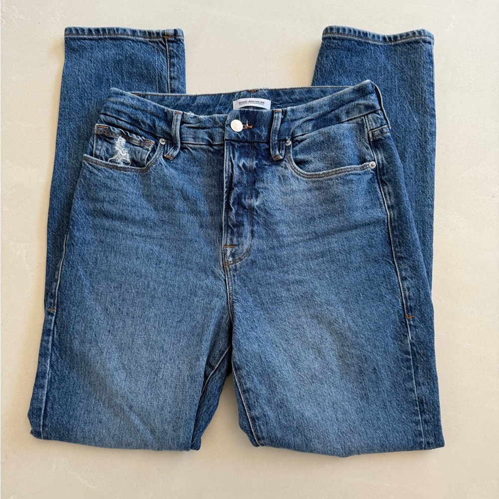 Good American Good Legs Distressed Straight Leg Jeans 27